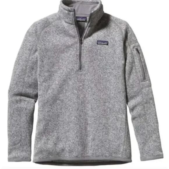 PATAGONIA Better Sweater 1/4 Zip Jacket Birch White Heathered Gray Sz S {SS9} - Picture 1 of 7